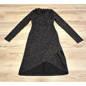 Laundry By Shelli Segal Women 4 Dress Metallic‎ Overlay Silver Black